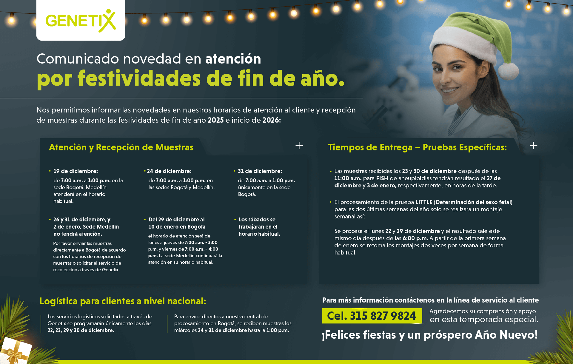 Genetix - Comunicado Fin de Año - BW, WhatsApp y Email 2025